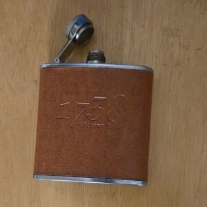 Brown Leather Flask with Silver Trim Used